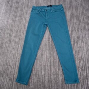 Just Black Skinny Jeans Women 28P Fit 30 Teal Blue Excellent Stretch Made in USA